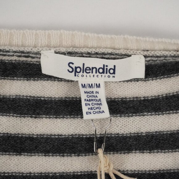 Splendid Tori Cashmere Sweater in Grey and White Stripes Size Medium (NWT) - Picture 3 of 6